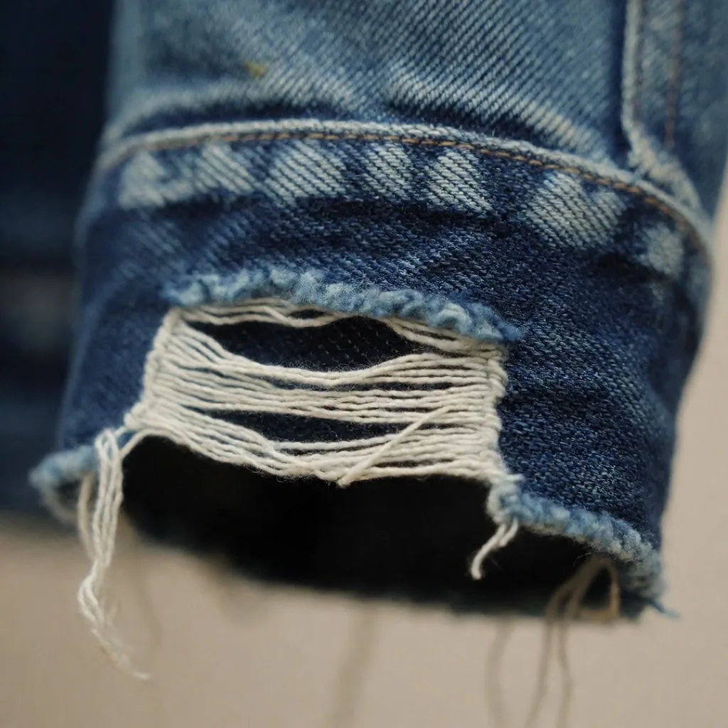 Nahaufnahme einer gebrauchten Denim-Gewebe
