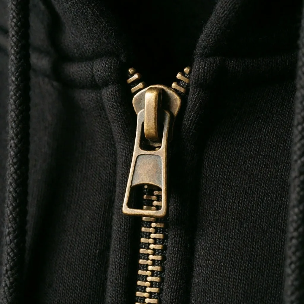 Reißverschluss-Detail eines Hoodies
